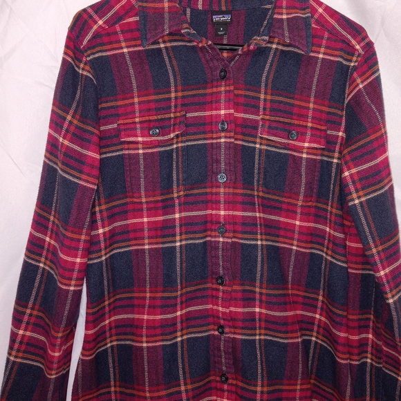 Patagonia Magenta Fjord Flannel Button Down Shirt 100% Cotton Womens Size 8 - Picture 4 of 11